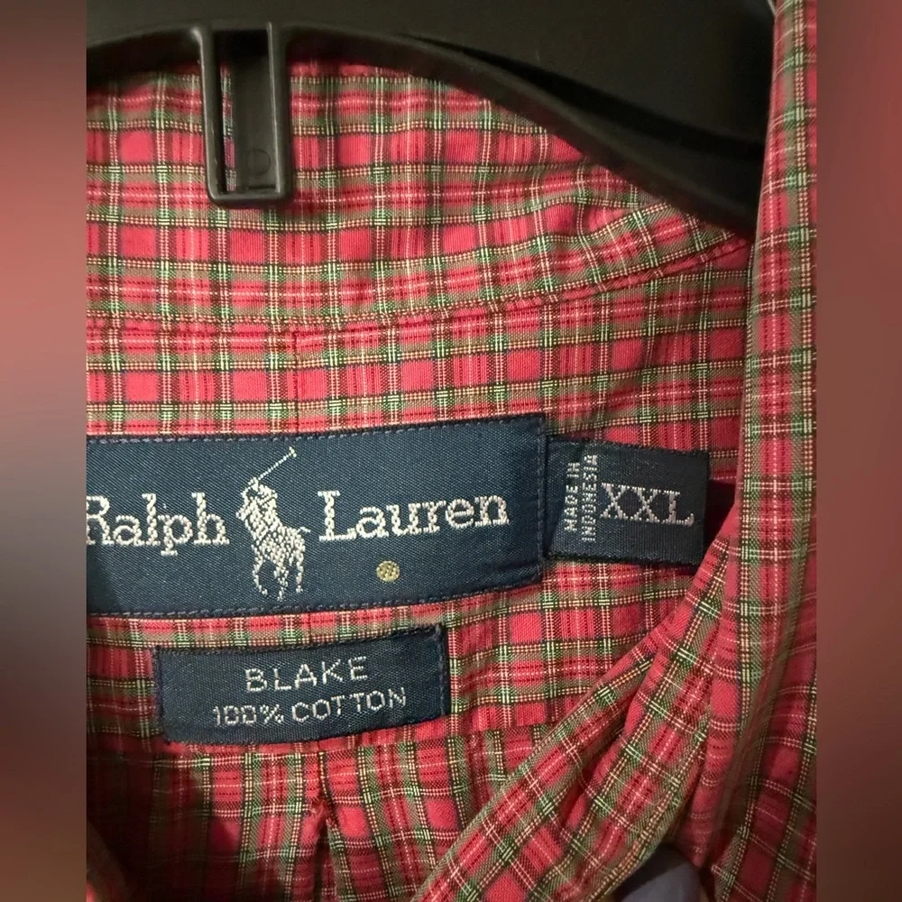 Ralph Lauren Blake Men's Long Sleeve Button-up Shirt Plaid Size XXL Cotton‎